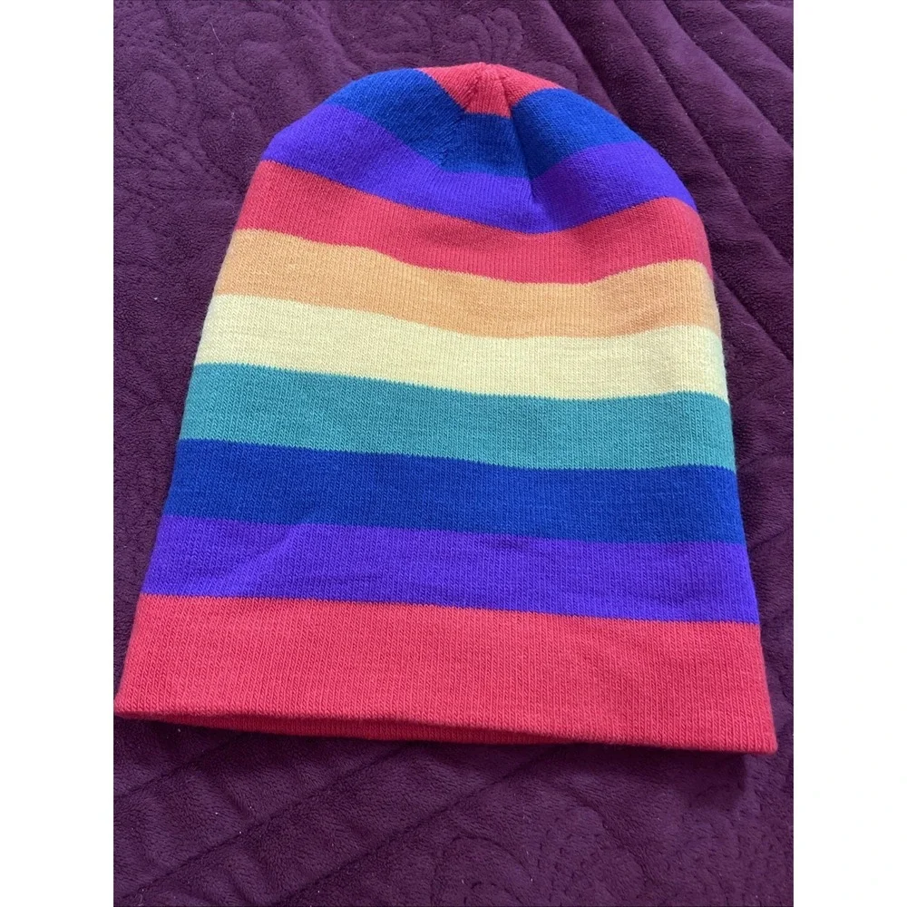 Rainbow Pride Beanie Cap Knit Hat Striped Colorful‎ Snowboard Skull  Snsusk
